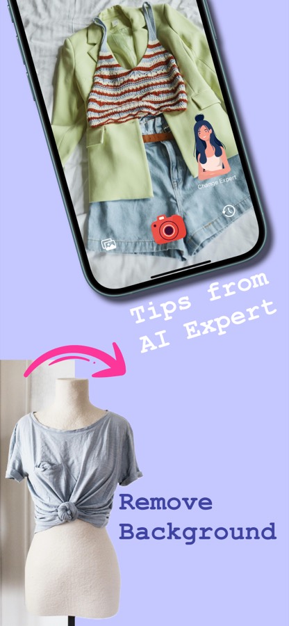 AI Expert tips and background removal in Outfit Checker